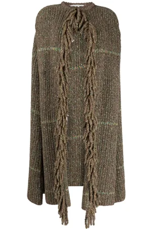 Stella McCartney Chunky-knit tweed cape coat