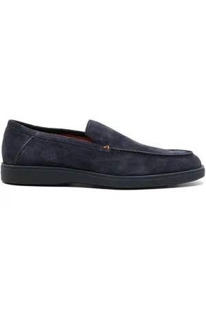 santoni Suede round-toe loafers