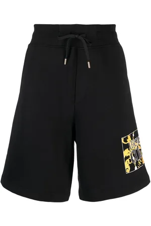 VERSACE Logo-print cotton track shorts