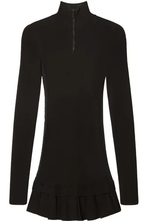 OFF-WHITE High-neck pleated knitted minidress