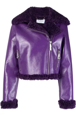 Philipp Plein Faux shearling-trim biker jacket