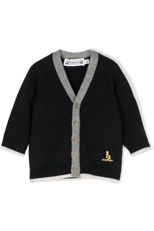 BONPOINT Logo-embroidered wool cardigan