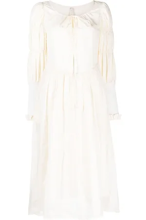 RENLI SU Prudence ruched-sleeved midi dress