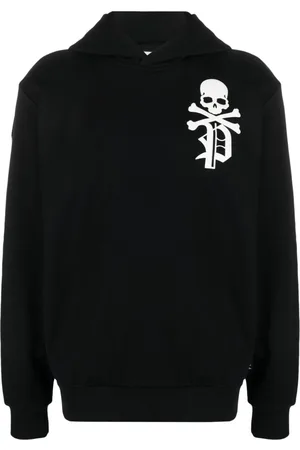 Philipp Plein Gothic Plein logo-flocked cotton hoodie
