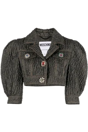 Moschino Crystal-embellished butted cropped jacket