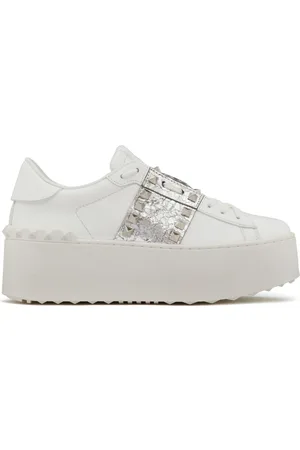 VALENTINO GARAVANI Rockstud Untitled metallic flatform sneakers