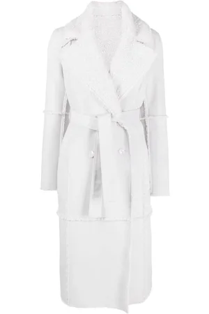 Patrizia Pepe Double-breasted shearling-trim coat