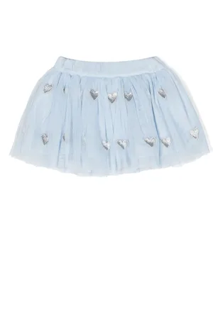 Stella McCartney Heart-embroidery tulle skirt