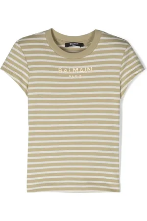 Balmain Logo-print striped cotton T-shirt