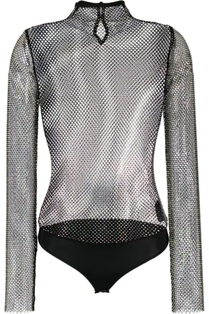 Patrizia Pepe Rhinestone-embellished mesh bodysuit