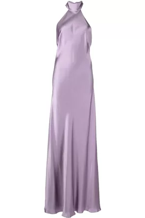 Michelle Mason Backless halter-neck tie gown