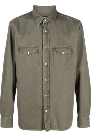 Tom Ford Pointed-collar press-stud denim shirt