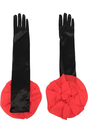 Parlor Floral-appliqué satin gloves
