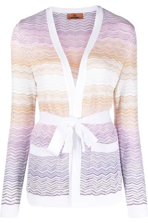 Missoni Zigzag woven-design belted-waist cardigan