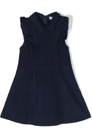 There Was One Kids Ruffled sleeveless corduroy dress