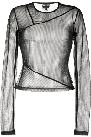 Tom Ford Sheer ribbed long-sleeve jersey top