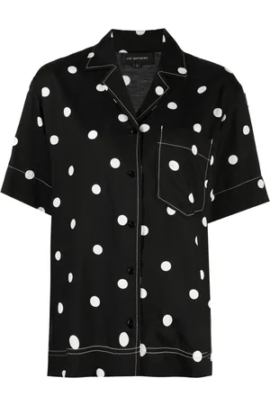 Lee Mathews Olive SS polka dot-print shirt
