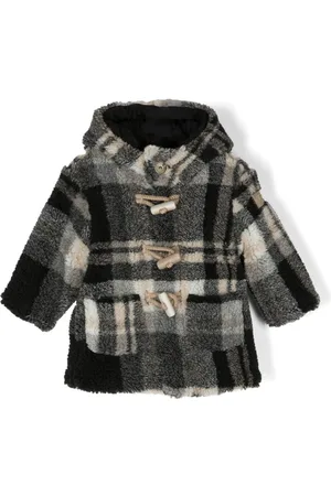 Il gufo Check-pattern fleece-texture coat
