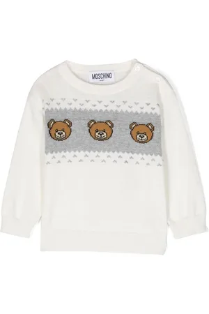 Moschino Bear-print intarsia-knit jumper