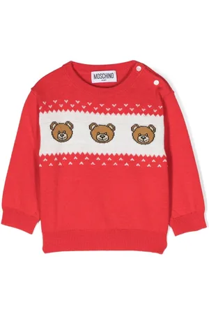 Moschino Bear-print intarsia-knit jumper