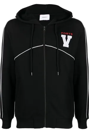 Ports V Logo-embroidered drawstring cotton hoodie