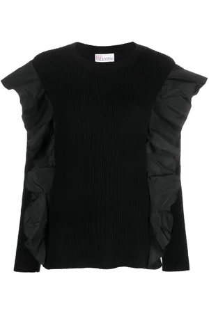 RED Valentino Ruffle-detail ribbed-knit top