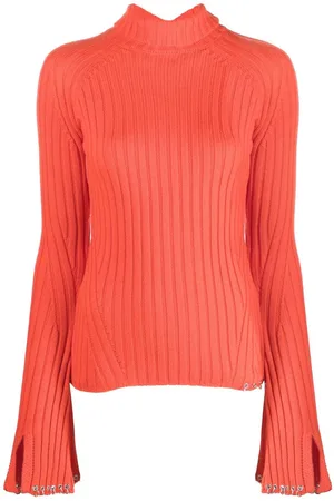 Patrizia Pepe Piercing-detail ribbed-knit jumper