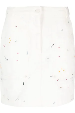 Emporio Armani Paint-splatter short denim skirt