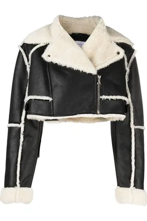 Patrizia Pepe Shearling-trim cropped jacket