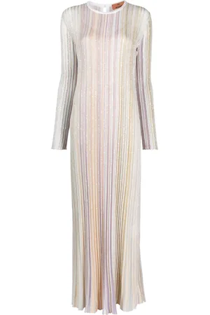 Missoni Sequin-embellished striped pleated dress