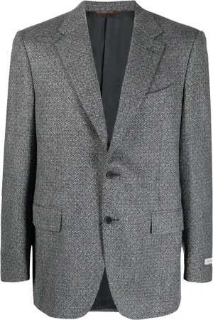CANALI Single-breasted herringbone-pattern blazer