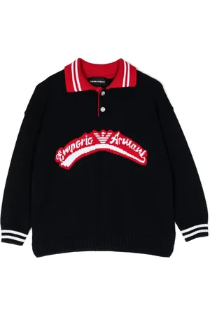 Emporio Armani Intarsia-knit logo cotton jumper