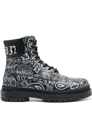 Philipp Plein Paisley-print leather ankle boots