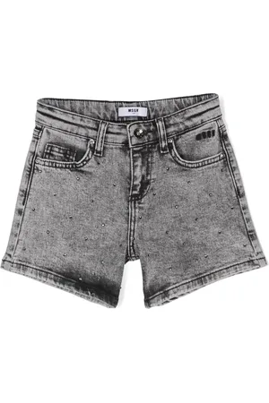 Msgm Crystal-embellished denim shorts
