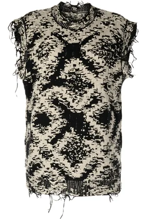 JNBY Patterned-intarsia frayed top