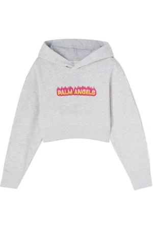 Palm Angels Flames logo-print cotton hoodie