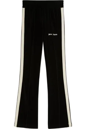 Palm Angels Stripe-detail velvet track pants