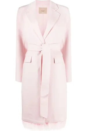 Twin-Set Feather-hem wool-blend coat