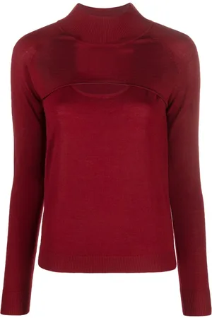 Patrizia Pepe Long-sleeved cut-out wool T-shirt