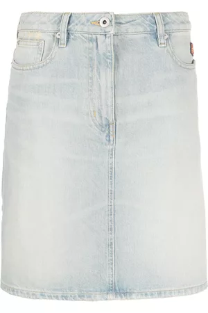 Kenzo Floral-embroidered denim skirt