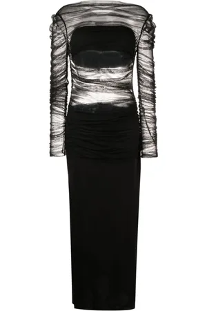 CHRISTOPHER ESBER Off-shoulder semi-sheer dress