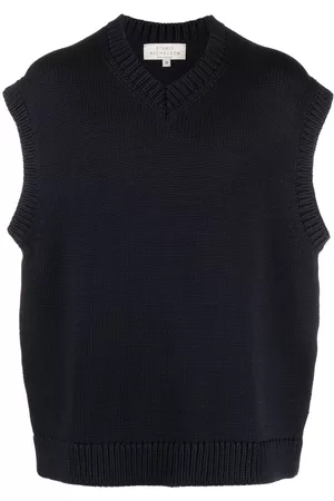 STUDIO NICHOLSON V-neck cotton-blend knitted vest