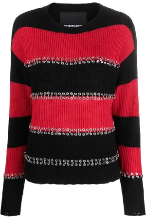 Patrizia Pepe Piercing-detail striped jumper
