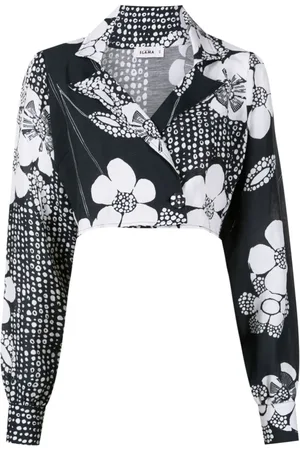 AMIR SLAMA Floral-print cropped shirt