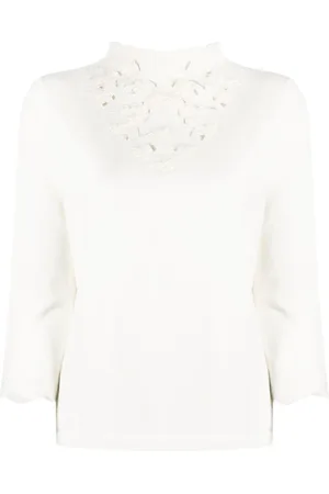 Twin-Set Floral-embroidered knitted jumper