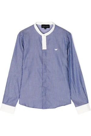 Emporio Armani Logo-embroidered striped cotton top