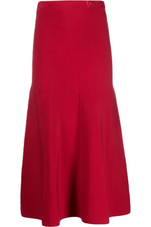 Patrizia Pepe Logo-embroidered flared midi skirt