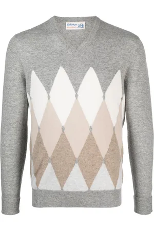 BALLANTYNE Diamond-pattern cashmere jumper