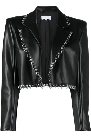 Patrizia Pepe Eyelet-embellished patent-finish blazer
