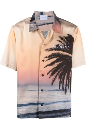 BLUE SKY INN Logo-embroidered graphic-print shirt